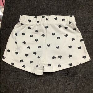 White Shorts with Black Heart Pattern